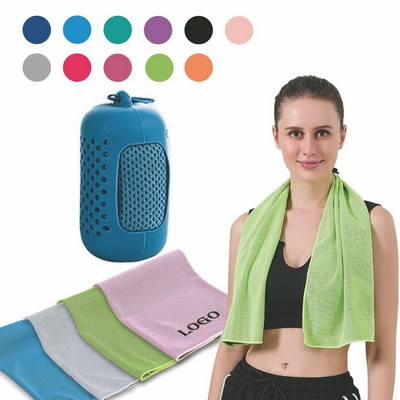 Neck Cooling Towel with Silicone Storage Case