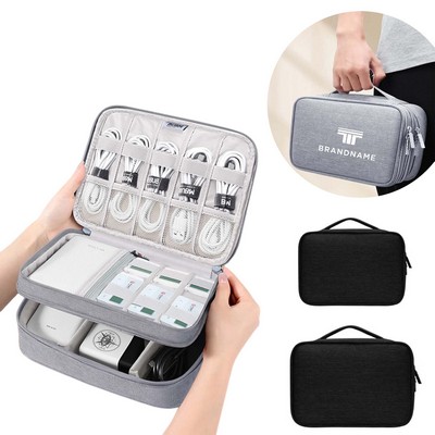 Double Layer Tech Organizer Bag with Large Capacity