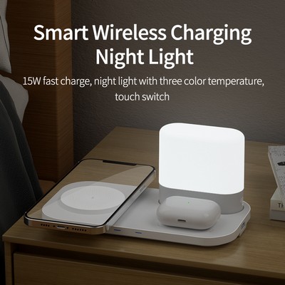 Wireless Charging Station W/ Night Light *Fast Charge 15W*