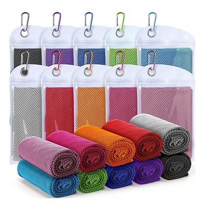 Sport Cooling Microfiber Towel With Carabiner