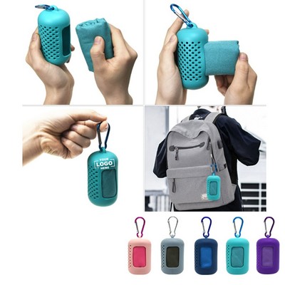 Portable Quick-Dry Cooling Towel with Silicone Case