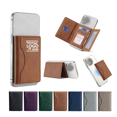 Magnetic Leather Wallet Phone Stand