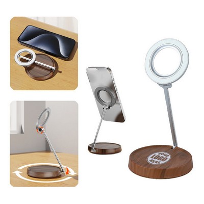 Wood Grain Metal Magnetic Adjustable Phone Stand