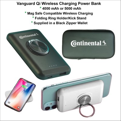 Vanguard Qi Wireless Charging Power Bank 4000 mah Mag Safe with Ring Stand