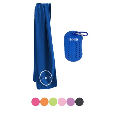 Portable Quick-Dry Cooling Towel Set with Silicone Case Sports Travel Fitness Microfiber Instant