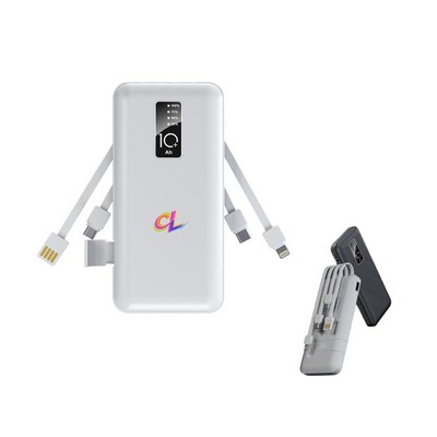 10000 mAh Portable Charger with Built in Cable