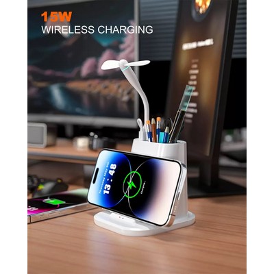 Multi Function Wireless Charger + Pen Holder + /USB Type-C Hub