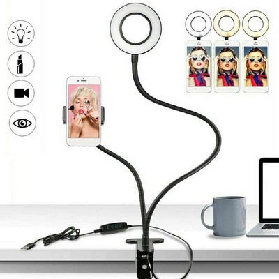 LED Selfie Ring Light With Mobile Phone Clip Holder