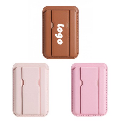 Leather Magnetic Card Wallet Stand