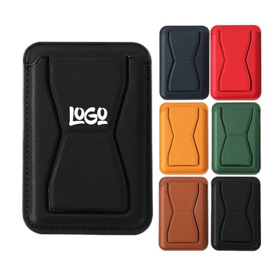 Magnetic Removable PU Leather Card Wallet with Phone Holder