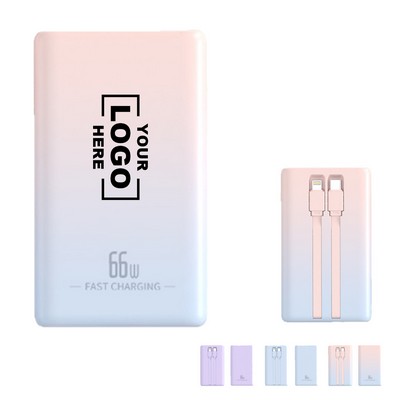 10,000mAh Fast Charging Power Bank with Built-in Cable