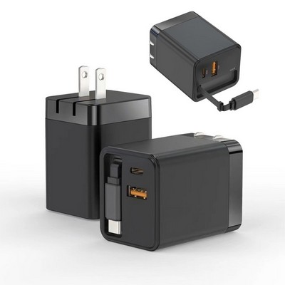 40W Retractable Cable Fast Charger