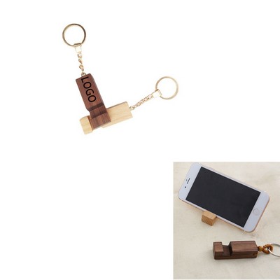 Keychain Solid Wood Phone Holder