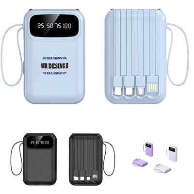 5000 mAh Power Bank with Cable, Display, Lanyard and Flashlight