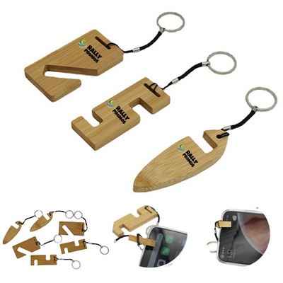 Bamboo Phone Stand Keychain