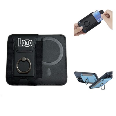 Magnetic PU Leather Phone Wallet with Ring Holder