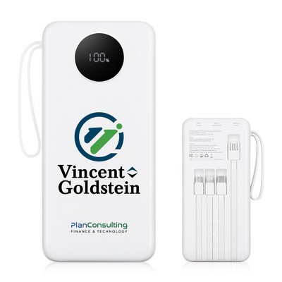 20,000mAh PD Fast Charging Power Bank With Built-In Cables