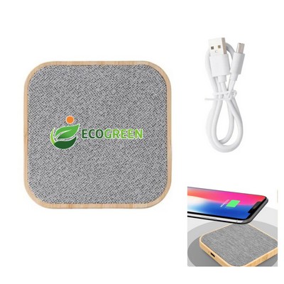 15W Square Bamboo Wireless Charger
