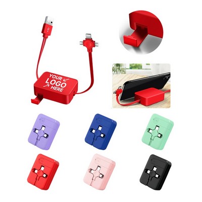 3-in-1 Stretchable Aluminum USB Charger w/Phone Stand