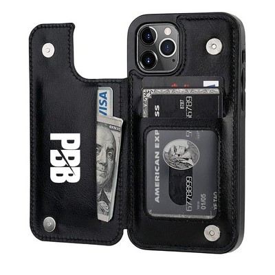 Magnetic Clasp Leather Kickstand Card Slots Case For IP 13-17 PRO MAX Shockproof Cover RFID Blocking
