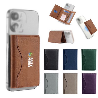 Folding PU Leather Magnetic Mobile Phone Wallet Card Holder