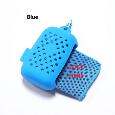 Ice Cooling Quick Dry Towels with Silicone Box with Hook