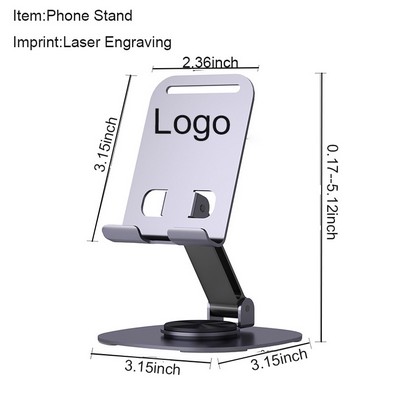 8" Custom Aluminum Alloy Rotatable Desktop Cell Phone Holder Mobile Stand